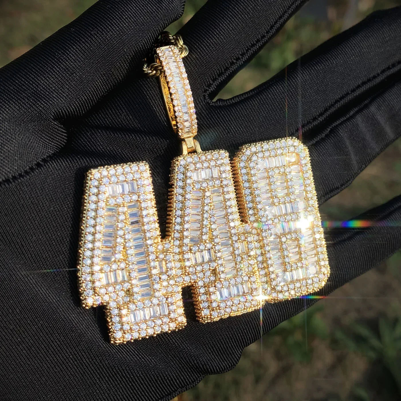 Iced Out 448 Number Pendant | CZ Micro-Pave Hip Hop Streetwear Necklace - CaratixJewelry
