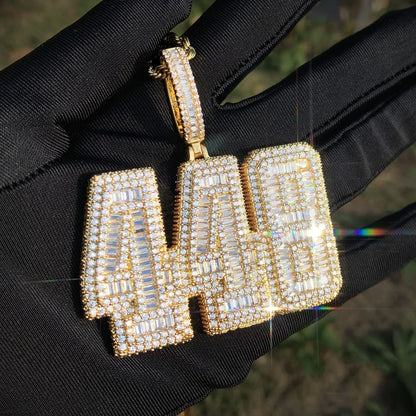 Iced Out 448 Number Pendant | CZ Micro-Pave Hip Hop Streetwear Necklace - CaratixJewelry