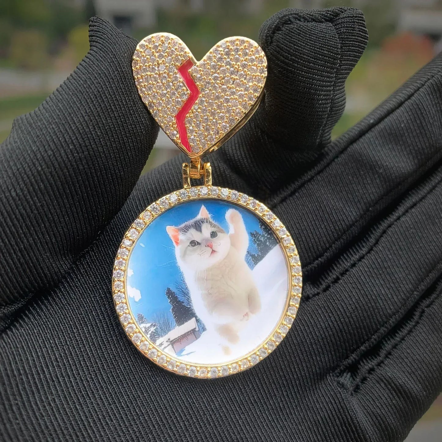 Epoxy Photo Pendant Necklace | Iced Out CZ Custom Picture Hip Hop DIY Jewelry - CaratixJewelry
