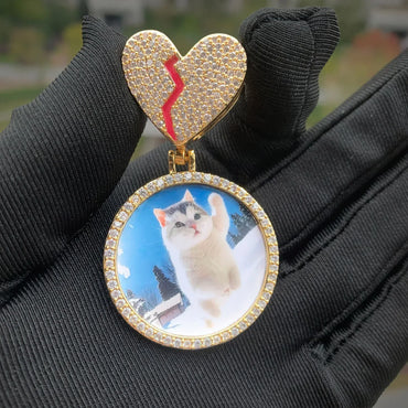 Epoxy Photo Pendant Necklace | Iced Out CZ Custom Picture Hip Hop DIY Jewelry - CaratixJewelry