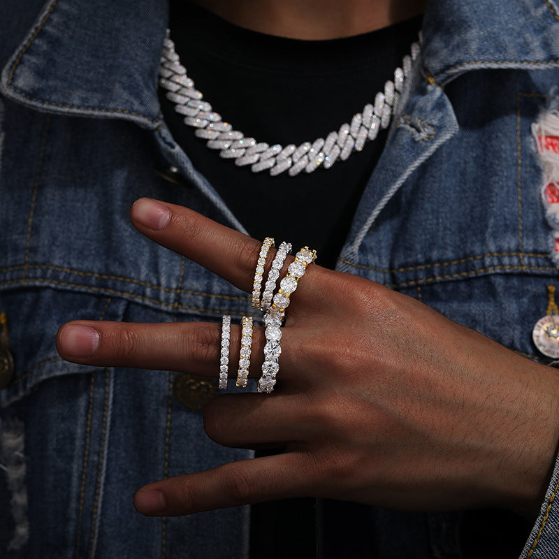 Oval Moissanite Ring S925 Silver Iced Out Hip Hop | Caratix