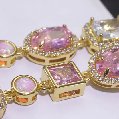Custom 10mm Pink Zircon & Opal Necklace | Vibrant Rapper Iced Out Chain | Caratix - CaratixJewelry