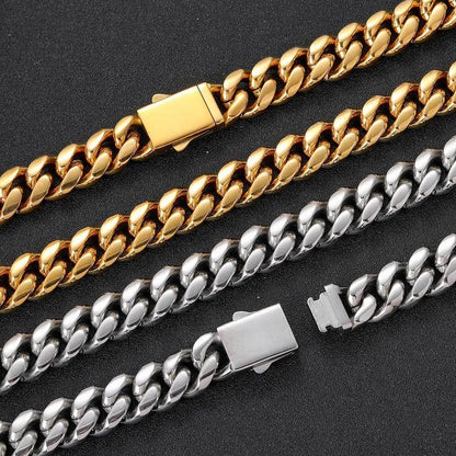 Polished Round Cuban Link Titanium Bracelet Zircon Hip Hop Jewelry Push Button Clasp for Men | Caratix Jewelry - CaratixJewelry