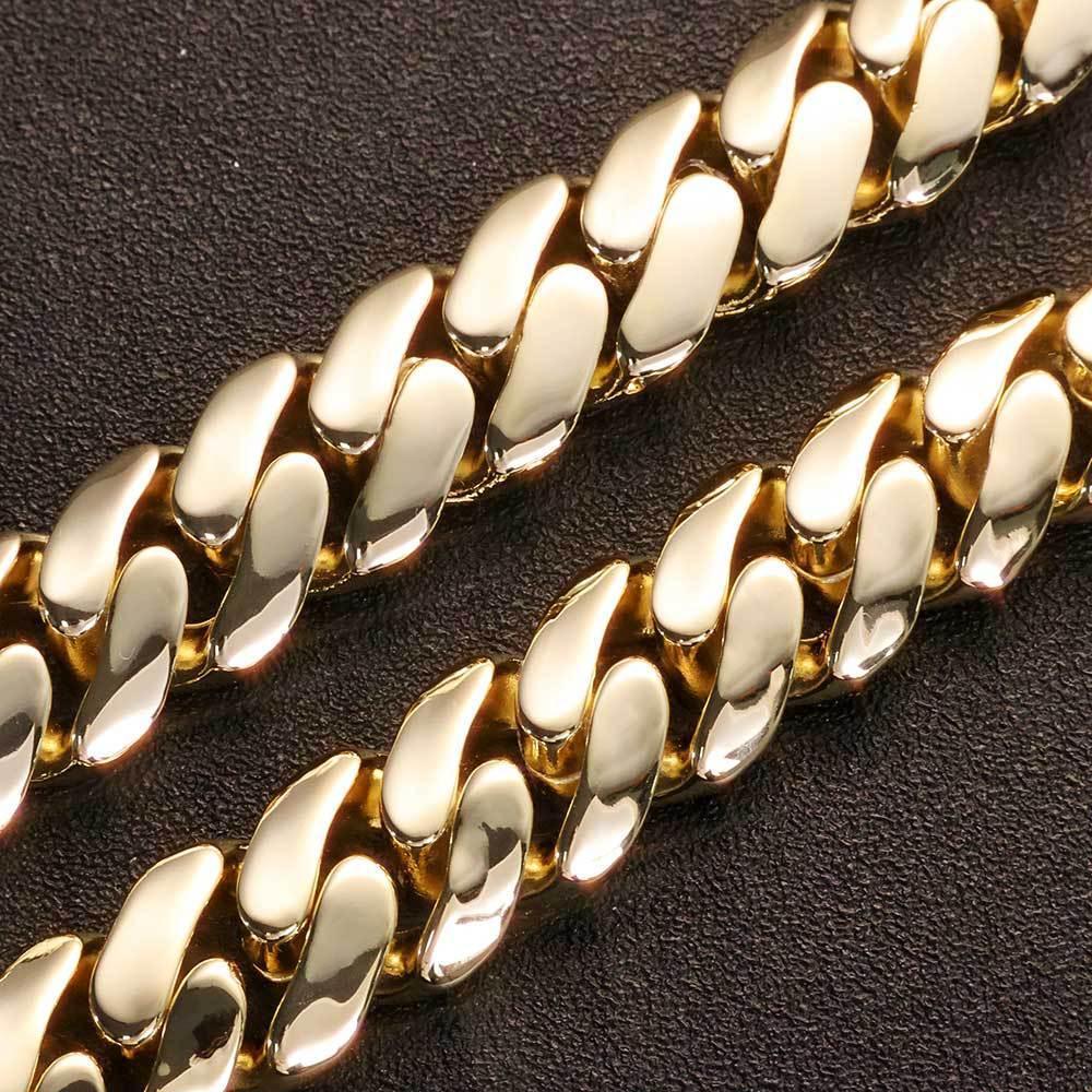 20mm Polished Cuban Link Necklace Gold Chain Rapper Style for Men | Caratix Jewelry - CaratixJewelry