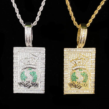 Iced Out Money Bag Dog Tag Pendant | Men's "Soldier of Fortune" Necklace - CaratixJewelry