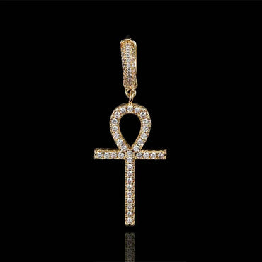 Ankh Key Cross Earrings with Micro-Pave Zircon Stones for Men and Women | Trendy Hip Hop Jewelry | Caratix Jewelry - CaratixJewelry