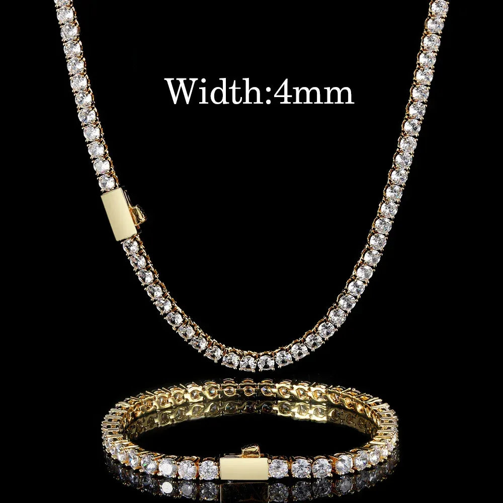 Tennis Chain Zircon Hip Hop Necklace Rapper Iced Out Chain Style for Men | Caratix Jewelry - CaratixJewelry