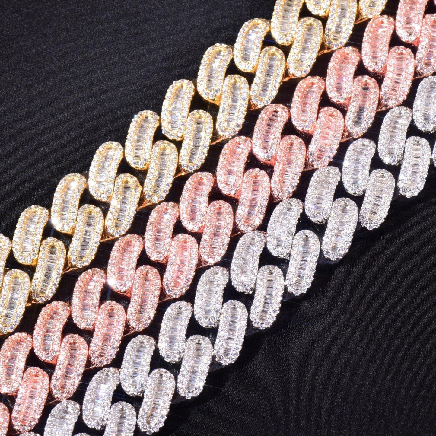 12mm T-Cut Zircon Chain Necklace for Men | Gold & Silver - CaratixJewelry