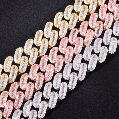 12mm T-Cut Zircon Chain Necklace for Men | Gold & Silver - CaratixJewelry