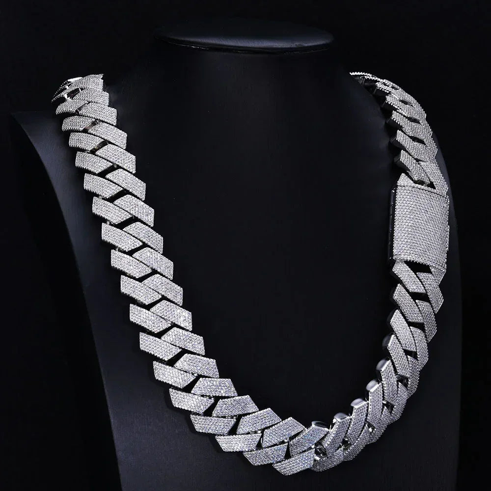 -Cut Moissanite Cuban Link Chain – S925 Sterling Silver Iced-Out Hip Hop Men’s Luxury Streetwear Necklace - CaratixJewelry