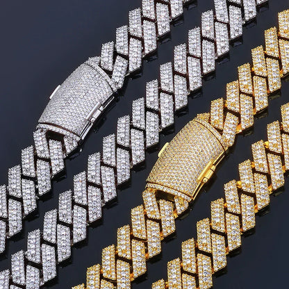 Custom 20mm Rhombus Triple-Row Bracelet | Rapper Iced Out Chain Style - CaratixJewelry