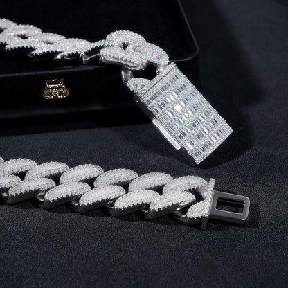 20mm D-Color Moissanite Oval Cuban Link | S925 Silver Men’s Iced Out Chain - CaratixJewelry