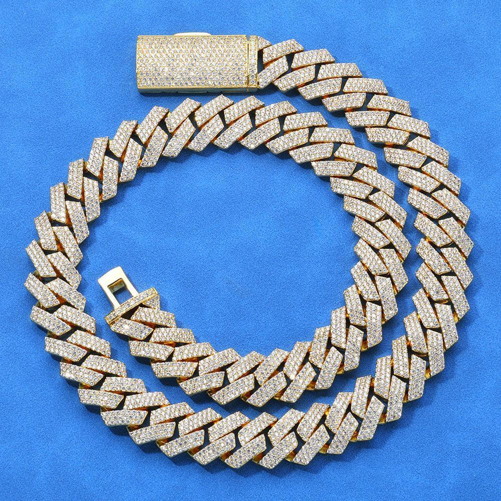 Triple-Row Moissanite -Cut Cuban Link Chain – Custom S925 Sterling Silver Iced-Out Hip Hop Men’s Streetwear Necklace - CaratixJewelry