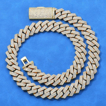 Triple-Row Moissanite -Cut Cuban Link Chain – Custom S925 Sterling Silver Iced-Out Hip Hop Men’s Streetwear Necklace - CaratixJewelry