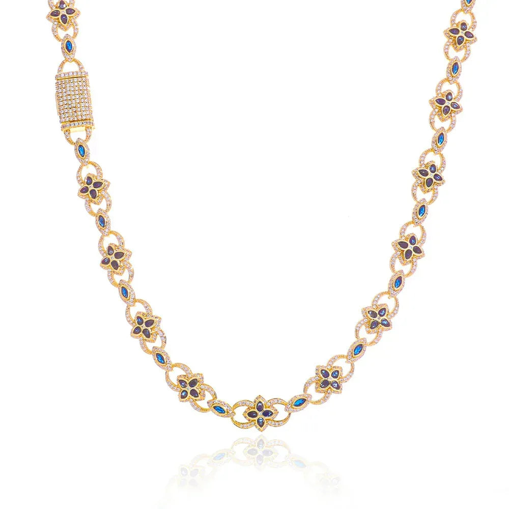 Men's Iced Out Evil Eye Infinity 8 Clover Chain | Flip Clasp Gold Chain Rapper Necklace | Custom Gemstone Bling | Caratix - CaratixJewelry