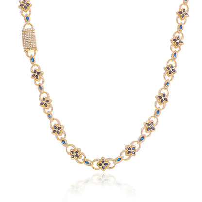 Men's Iced Out Evil Eye Infinity 8 Clover Chain | Flip Clasp Gold Chain Rapper Necklace | Custom Gemstone Bling | Caratix - CaratixJewelry