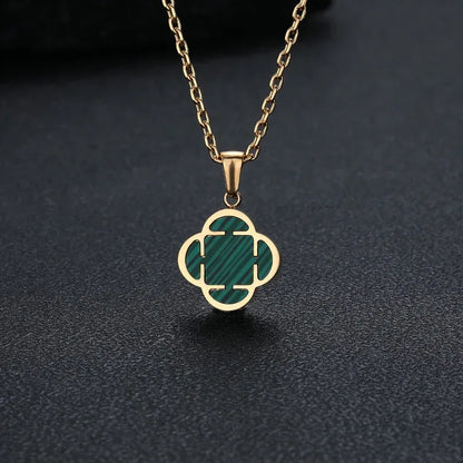 Minimal Floral Charm Pendant Necklace Stainless Steel for Women | Caratix Jewelry - CaratixJewelry