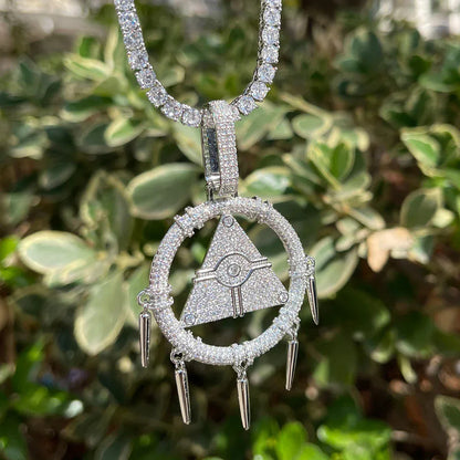Iced Out Millennium Ring Pendant | Men's Anime Artifact Necklace YGO Cosplay Bling | Caratix - CaratixJewelry