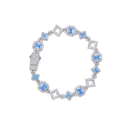 Geometric Blue Zircon Hip Hop Bracelet Rapper Iced Out Chain Style for Women | Caratix Jewelry - CaratixJewelry