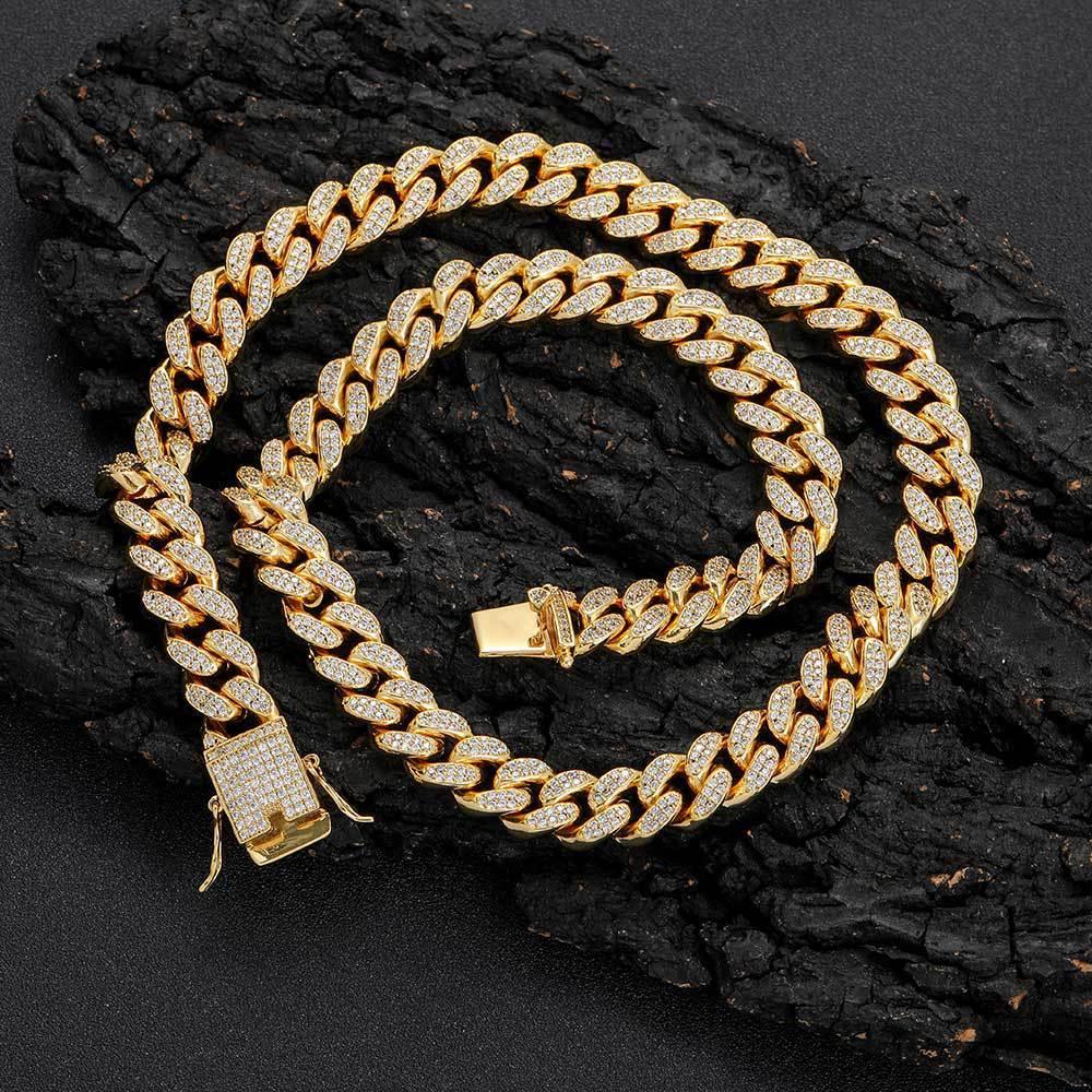 12mm Iced Out Cuban Chain High Quality Zircon Rapper Necklace - CaratixJewelry