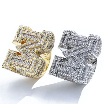 Alphabet Zircon Ring with Full s for Women | High-End Trendy Hip Hop Jewelry | Caratix Jewelry - CaratixJewelry