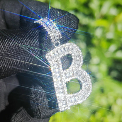 T Letter Single Row Pendant | CZ Iced Out Hip Hop Streetwear Trendy Necklace - CaratixJewelry