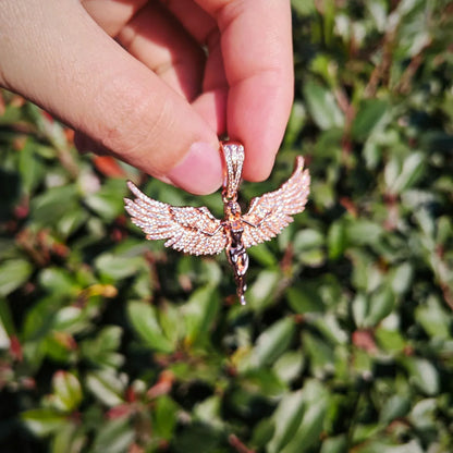 Iced Out Angel Wing Pendant Necklace – Hip Hop CZ Streetwear Jewelry - CaratixJewelry