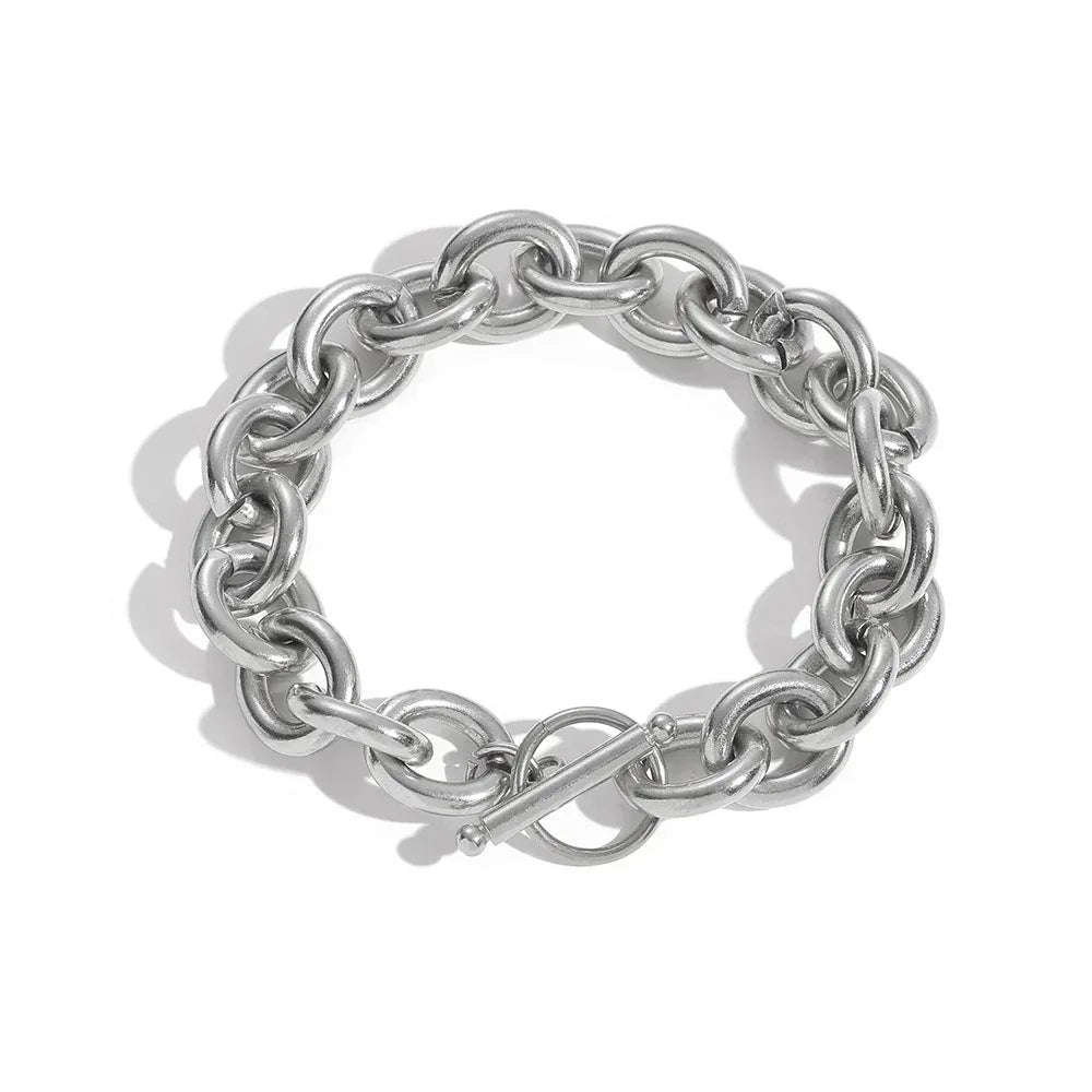 12mm Stainless Steel Cross and O-Link Bracelet - CaratixJewelry