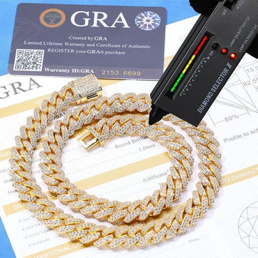 12mm Double-Row Moissanite -Cut Cuban Link Chain for Men – S925 Sterling Silver Custom Luxury Hip Hop Necklace - CaratixJewelry