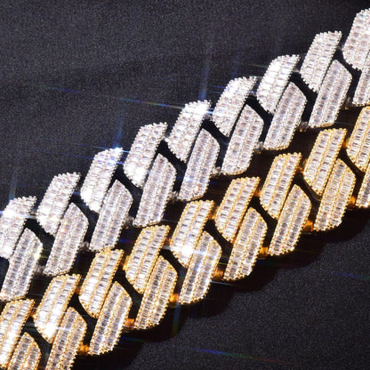 Double Row Step Cut Zircon Cuban Chain Necklace Gold Finish | Hip Hop Jewelry | Caratix Jewelry - CaratixJewelry