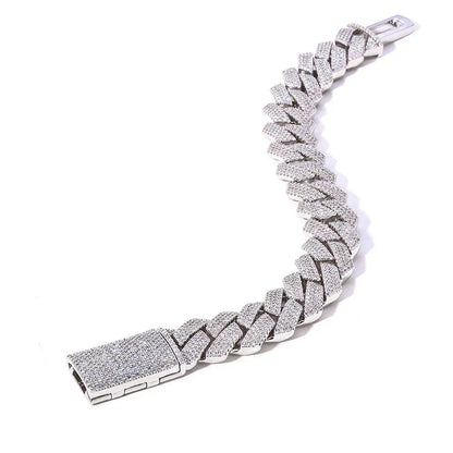 Custom 15mm 4 Row Rhombus Cuban Link Chain Bracelet | Caratix - CaratixJewelry