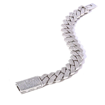 Rapper 15mm S925 Silver CZ Cuban Link Bracelet – Iced Out Chain, Custom Luxury Men’s Jewelry | Caratix Jewelry - CaratixJewelry