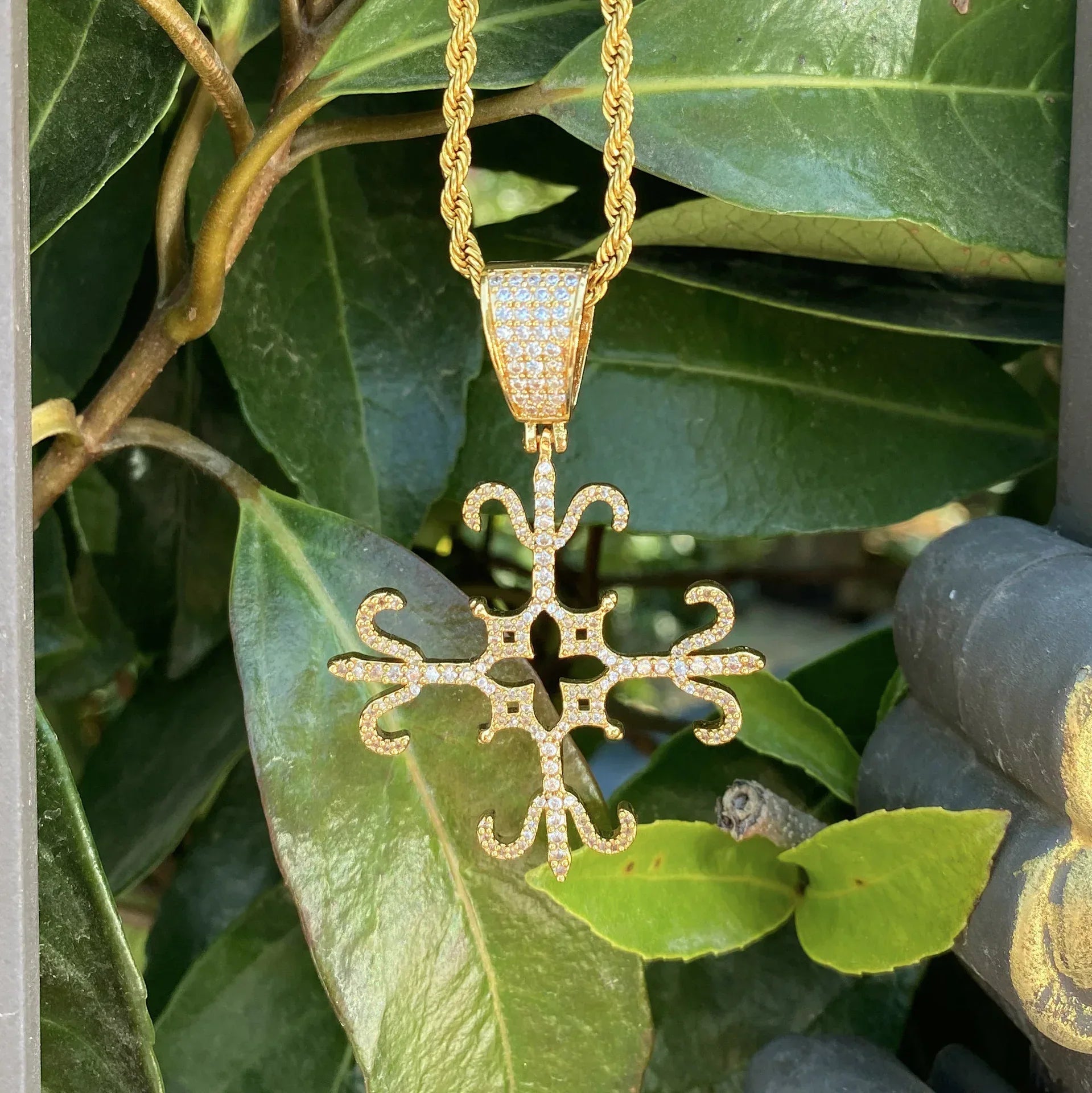 Men's Fully Flooded Block Necklace | Premium Copper CZ Hip Hop Jewelry - CaratixJewelry