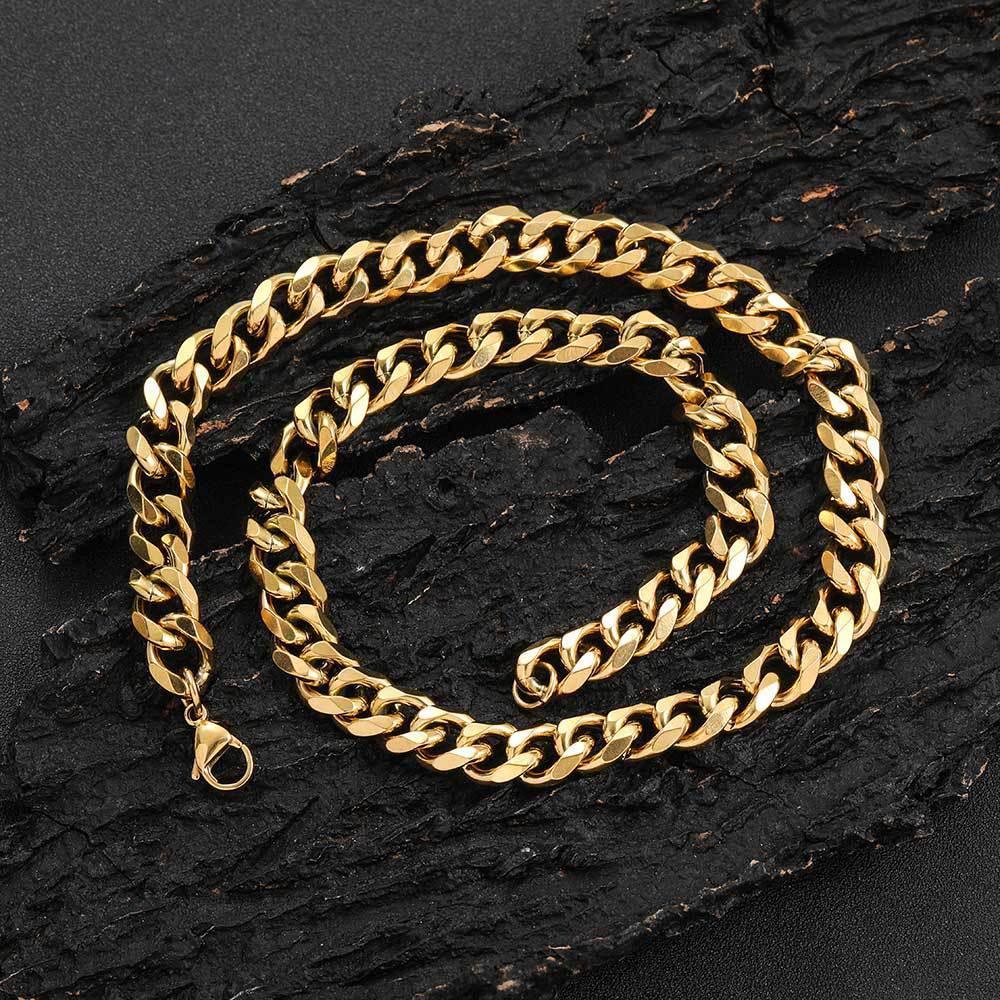 11mm Six-Sided Stainless Steel Cuban Chain Necklace for Men | Caratix Jewelry - CaratixJewelry
