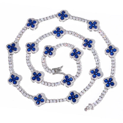Spring Clasp Tennis Chain Necklace Colored Gemstones & Zircon Hip Hop Jewelry for Men | Caratix Jewelry - CaratixJewelry