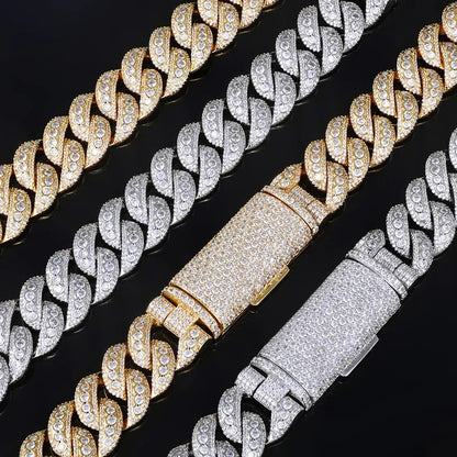 18mm Flip Clasp Full Cuban Link Necklace Hip Hop Bling Jewelry for Men | Caratix Jewelry - CaratixJewelry