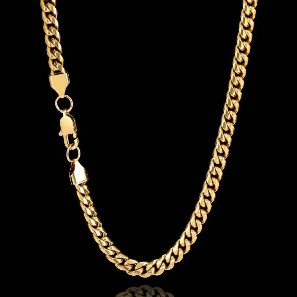 Snake Head Cuban Chain Necklace with Box Clasp 18K Gold Plated for Men | Caratix Jewelry - CaratixJewelry
