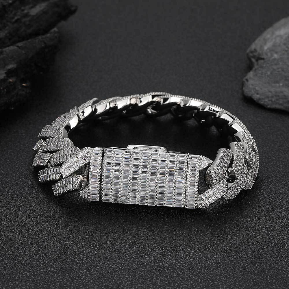20mm Double Row T-Cut Zircon Cuban Link Bracelet - CaratixJewelry