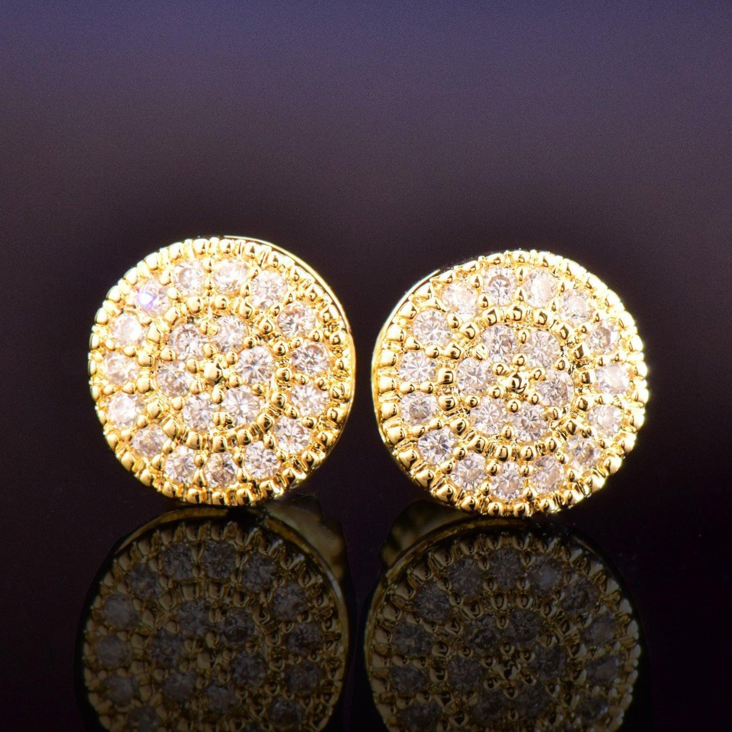Small Round Iced Out Stud Earrings with Zircon | Creative & Trendy Hip Hop Jewelry | Caratix Jewelry - CaratixJewelry