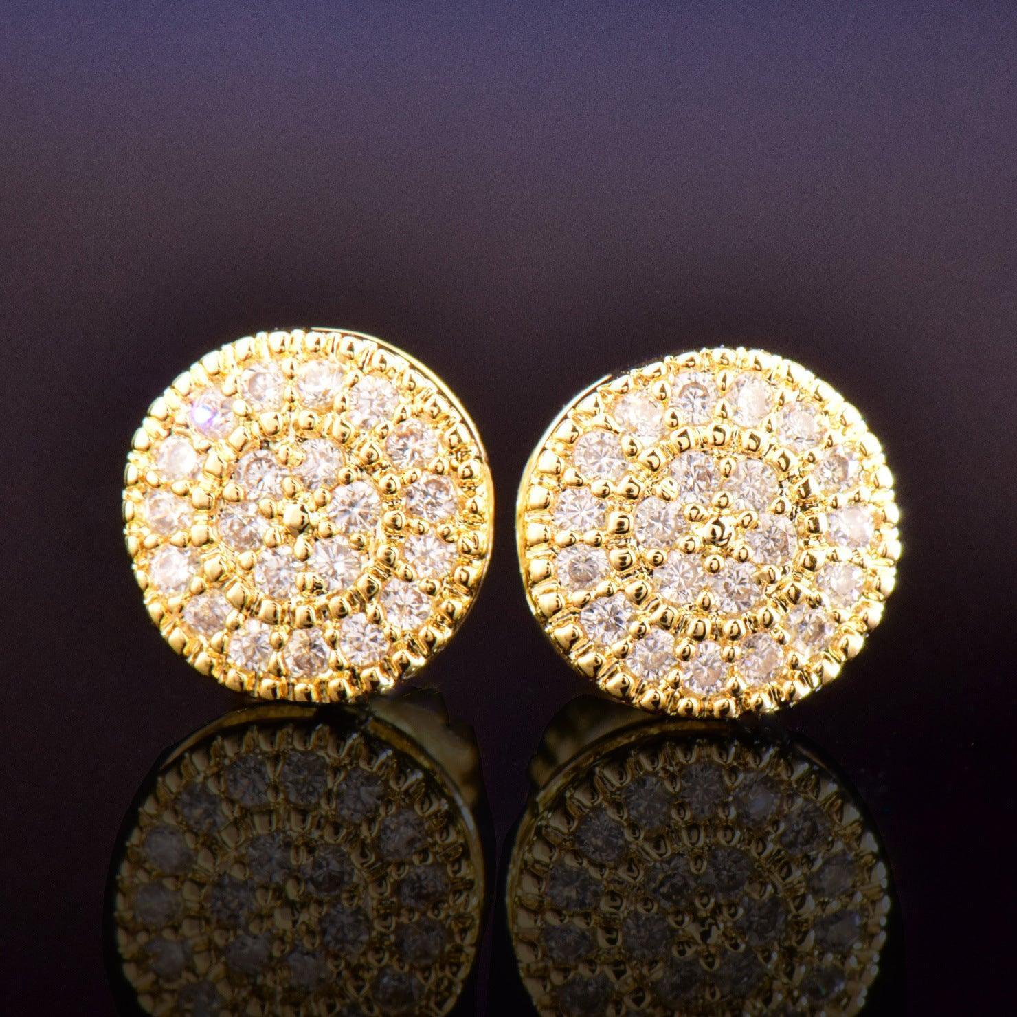 Small Round Iced Out Stud Earrings with Zircon | Creative & Trendy Hip Hop Jewelry | Caratix Jewelry - CaratixJewelry