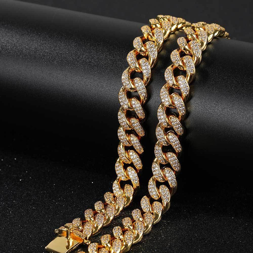 12mm Iced Out Cuban Chain High Quality Zircon Rapper Necklace - CaratixJewelry