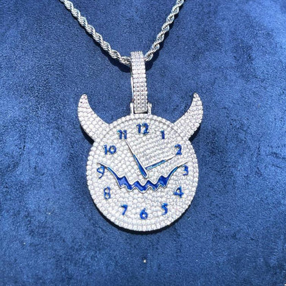 Men's Niche Skull Watch Necklace | 14K Gold Finish CZ Hip Hop Bling - CaratixJewelry