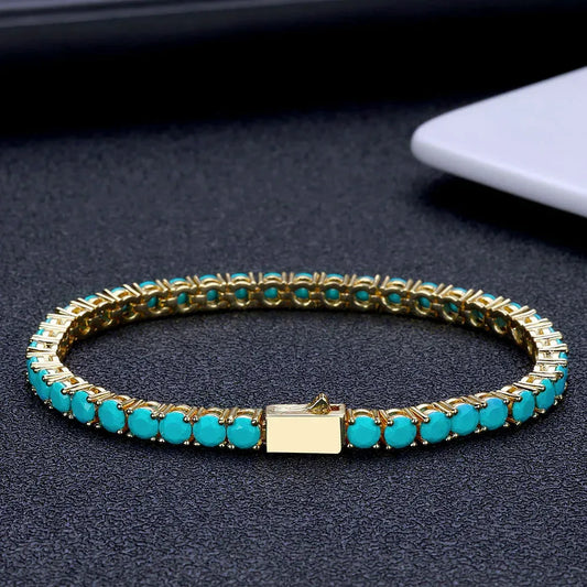 4mm Turquoise Style Tennis Bracelet Hip Hop Jewelry for Men | Caratix Jewelry - CaratixJewelry