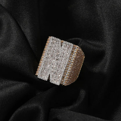 Custom Men's S925 Silver Moissanite Ring | Initial & Number Iced Out Band | Caratix