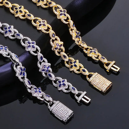 Men's Iced Out Evil Eye Infinity 8 Clover Chain | Flip Clasp Gold Chain Rapper Necklace | Custom Gemstone Bling | Caratix - CaratixJewelry