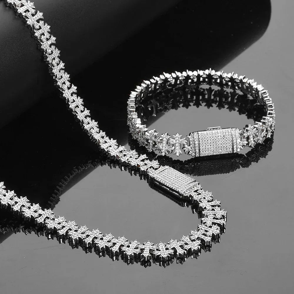 Cross Maple Leaf Chain Zircon Bracelet Luxury Hip Hop Jewelry for Men | Caratix Jewelry - CaratixJewelry