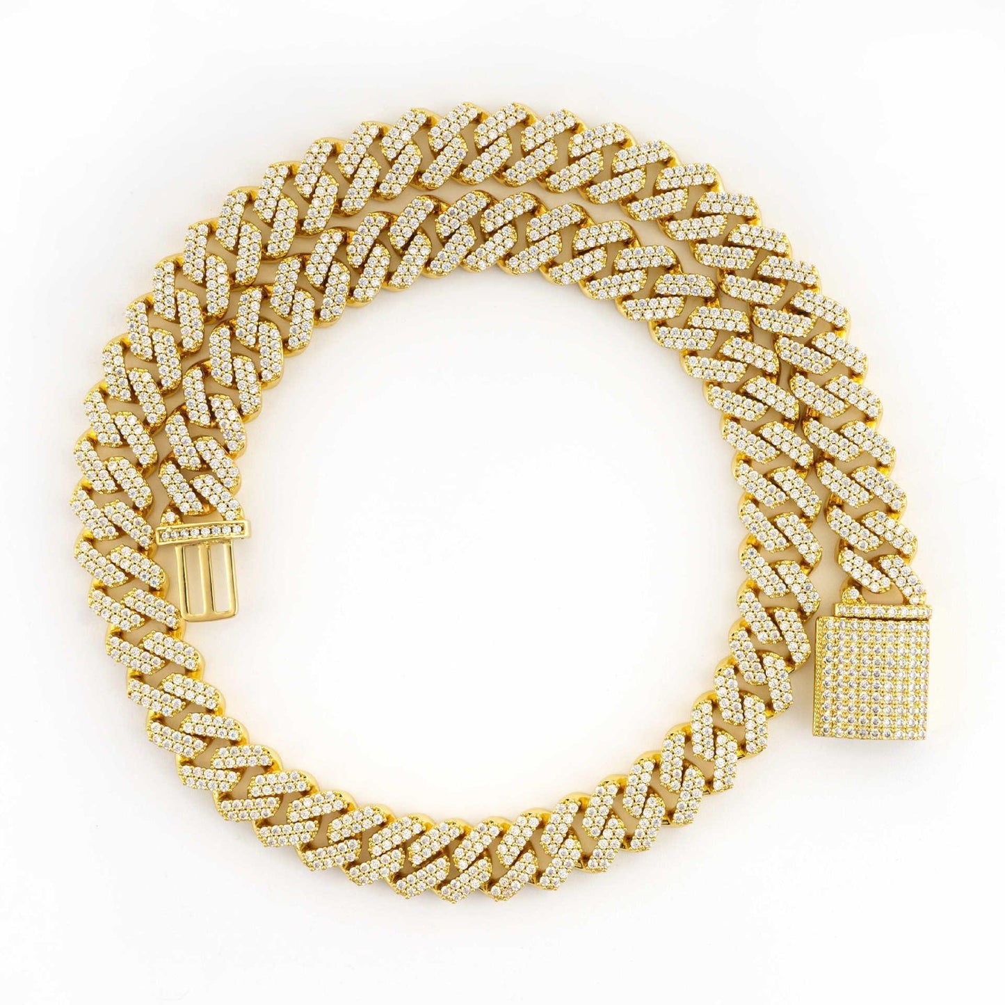 12.6mm Double-Row Moissanite Cuban Link | S925 Silver Men’s Hip Hop Chain - CaratixJewelry