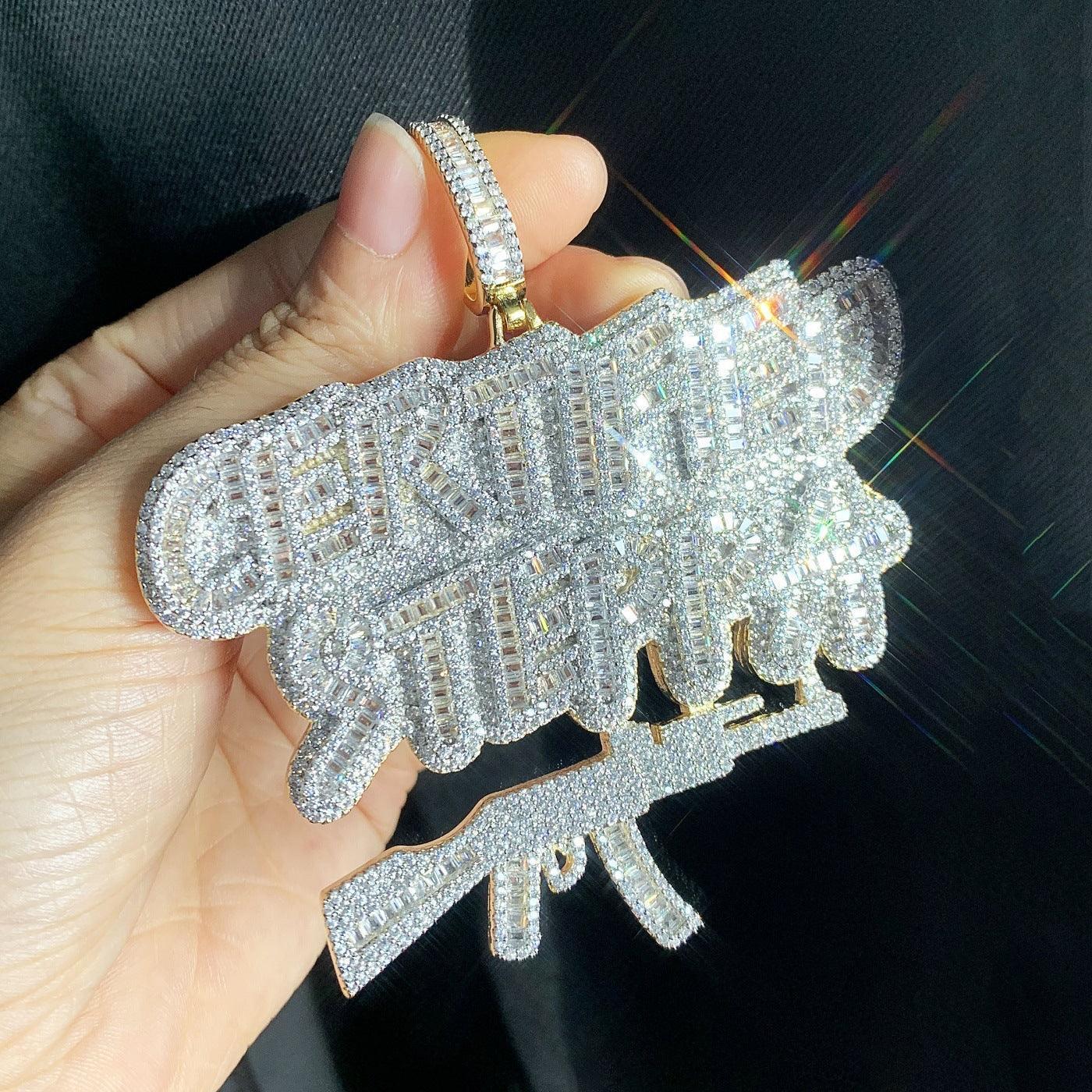 Iced Out Letter Pendant Necklace | CZ Hip Hop Trendy Streetwear Jewelry - CaratixJewelry