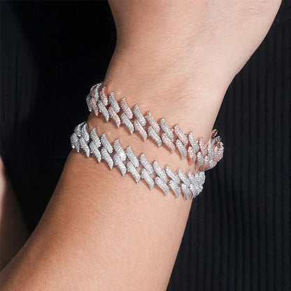 15mm Iced Out Cuban Link Bracelet with Moissanite | 3-Row Hip Hop Jewelry - CaratixJewelry