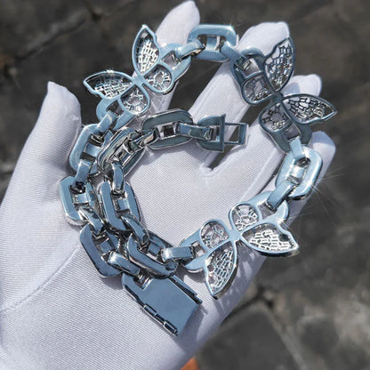 Butterfly Pig Nose Cuban Chain Zircon Choker Necklace for Women | Caratix Jewelry - CaratixJewelry